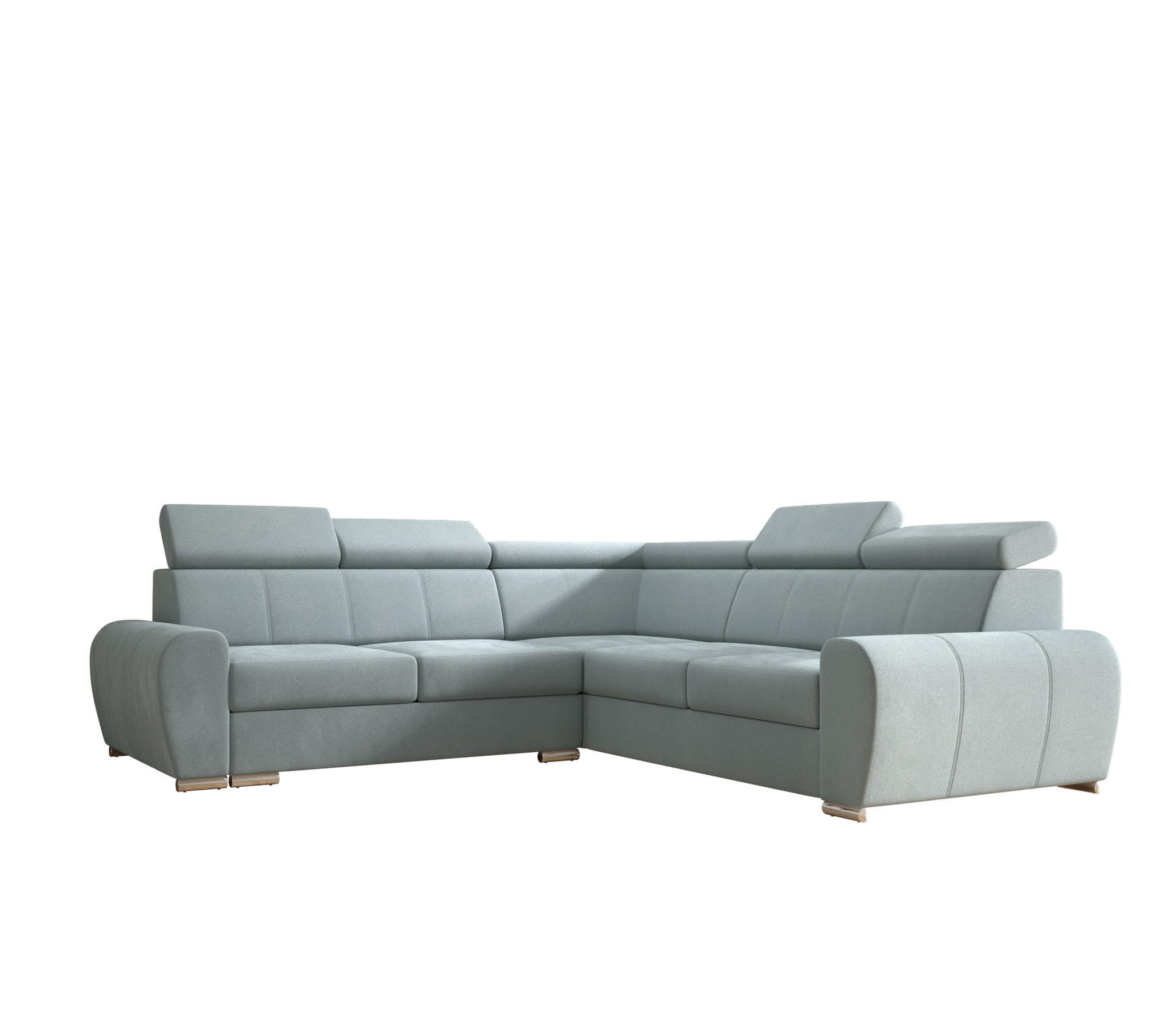 ECKSOFA APOLLO KN09, Eckcouch in L-Form mit Schlaffunktion, Farbe: Grau, Velourstoff, Ottomane Rechts - Rot, Textil (255/255cm) - O-Sofa