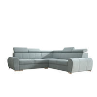 ECKSOFA APOLLO KN09, Eckcouch in L-Form mit Schlaffunktion, Farbe: Grau, Velourstoff, Ottomane Rechts - Rot, Textil (255/255cm) - O-Sofa
