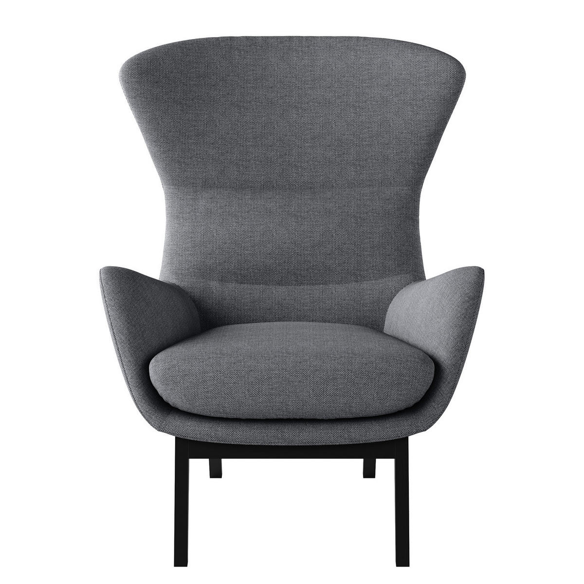 SESSEL mit Holzfüßen - Schwarz/Grau, Birkenholz/Textil (84/99/96cm) - home24