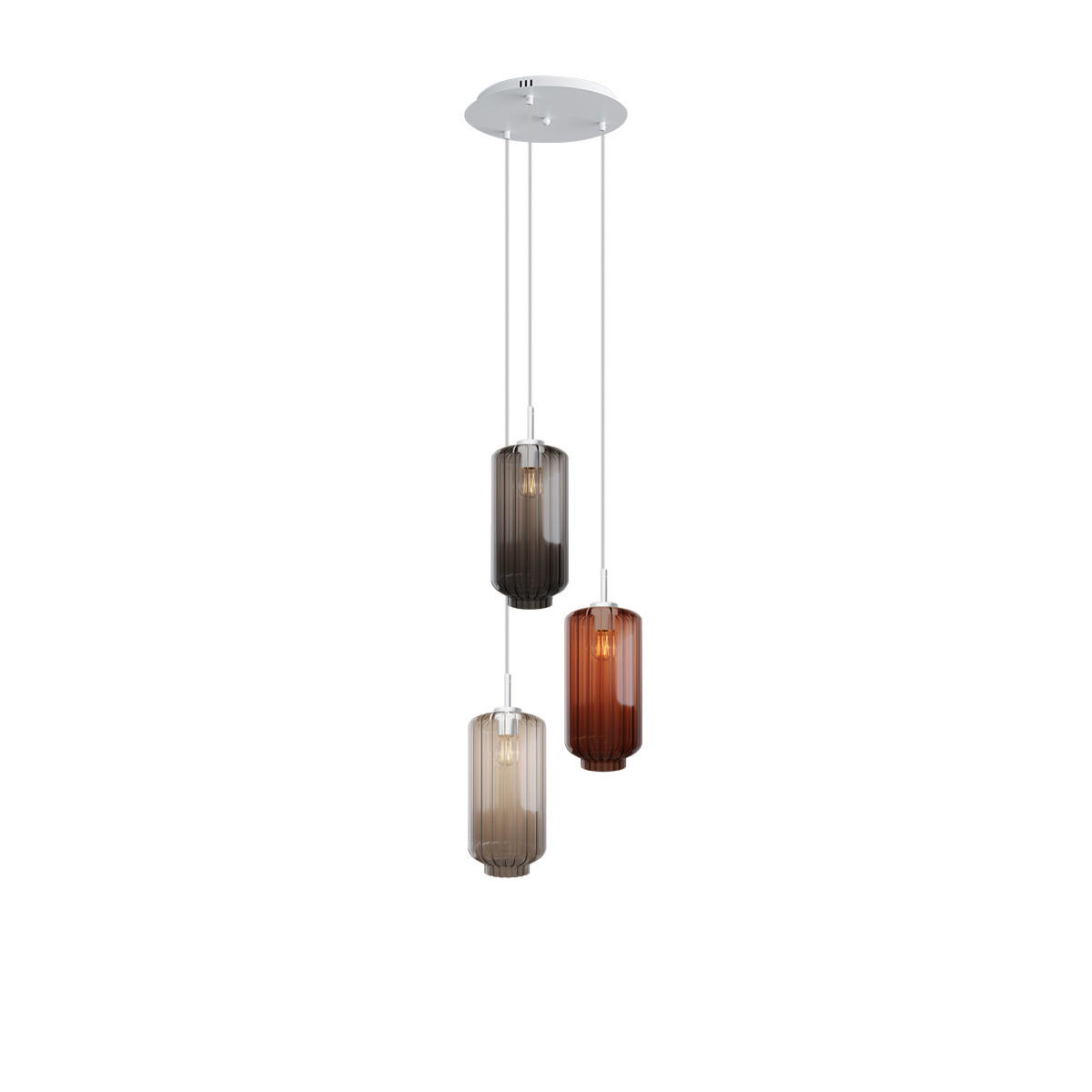 GALERIELEUCHTE Velo 3-flammig Mehrfarbig Ø 18cm - Multicolor/Weiß, Glas (18/18/33cm) - s.luce