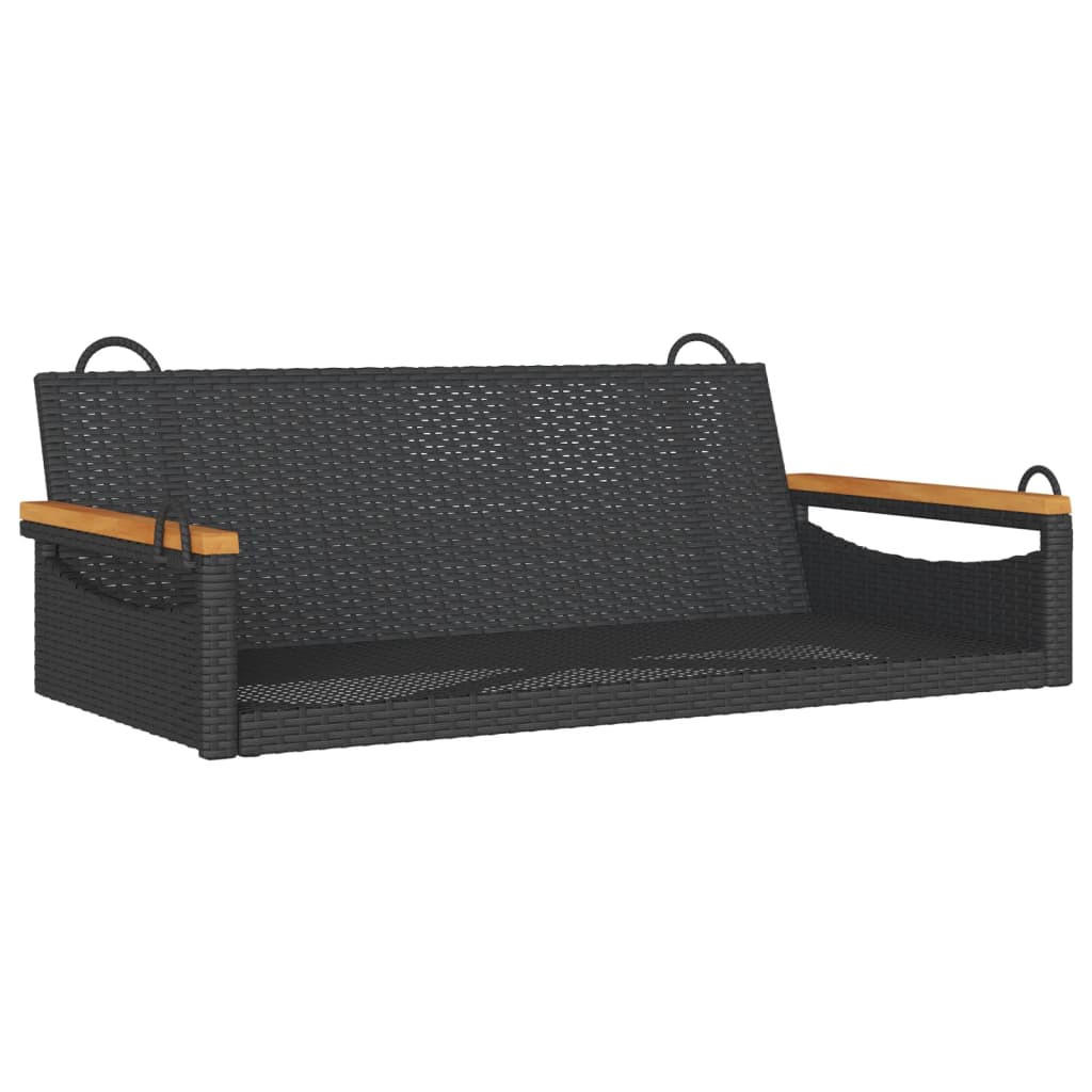HÄNGEBANK Schwarz 109x62x40 cm Poly Rattan - Schwarz, Kunststoff (109/40/62cm) - furnicato