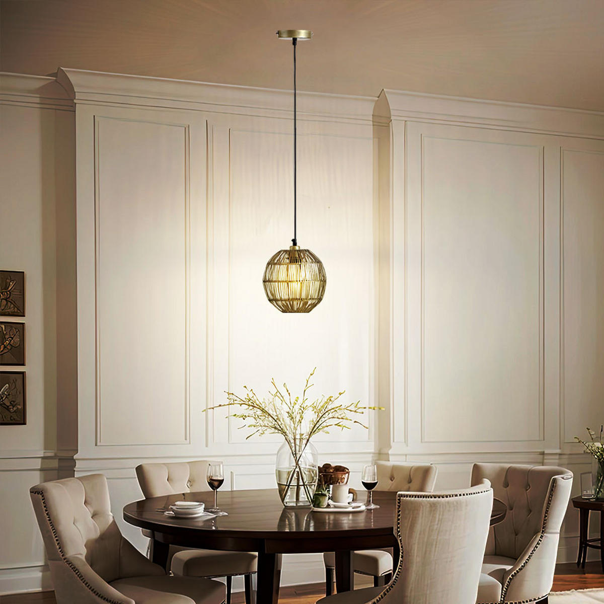 LED HÄNGELEUCHTE Altmessing Messing - Messingfarben, Metall (20/20/120cm) - Globo Lighting