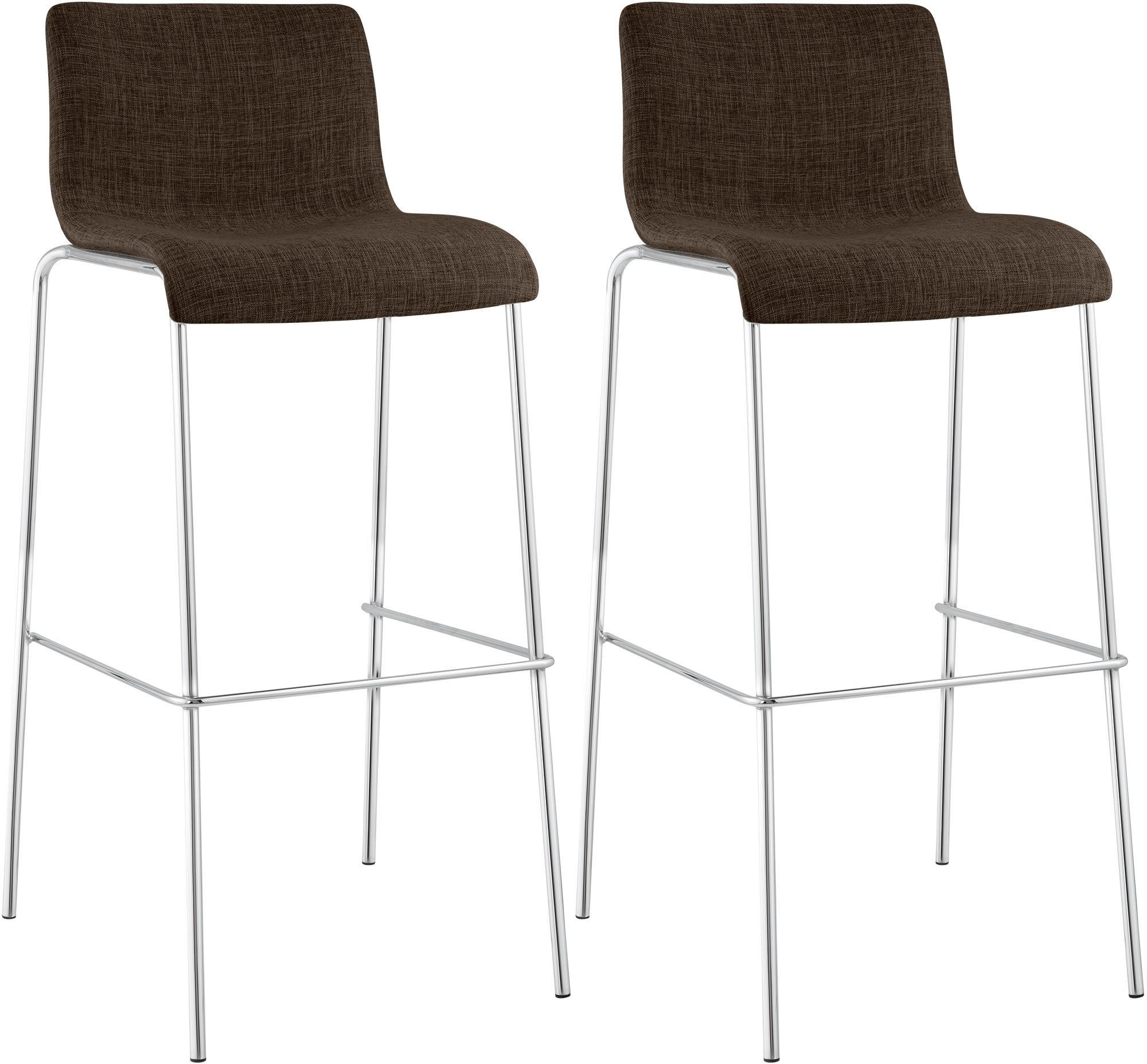 BARHOCKER 2er Set Stoff braun - Chromfarben/Braun, Textil/Metall (43/100/48cm) - CLP