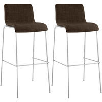 BARHOCKER 2 Stoff Braun - Chromfarben/Braun, Textil/Metall (43/100/48cm) - CLP