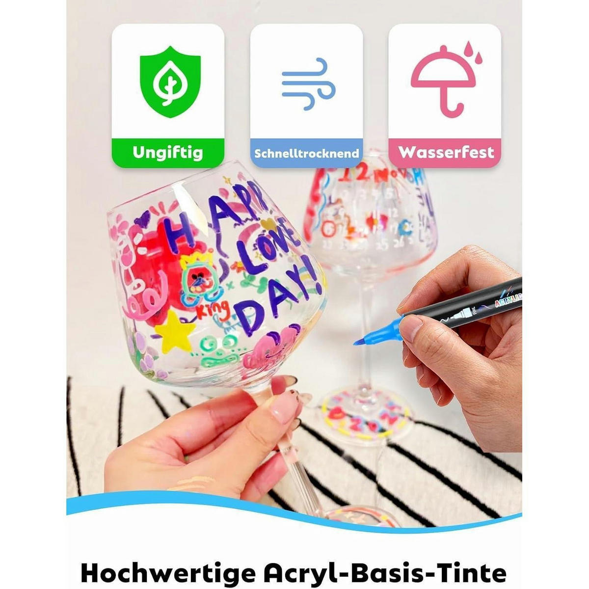 ACRYLSTIFTE Set 30 Farben Doppelspitze - Multicolor, Kunststoff (1/1/17.5cm)