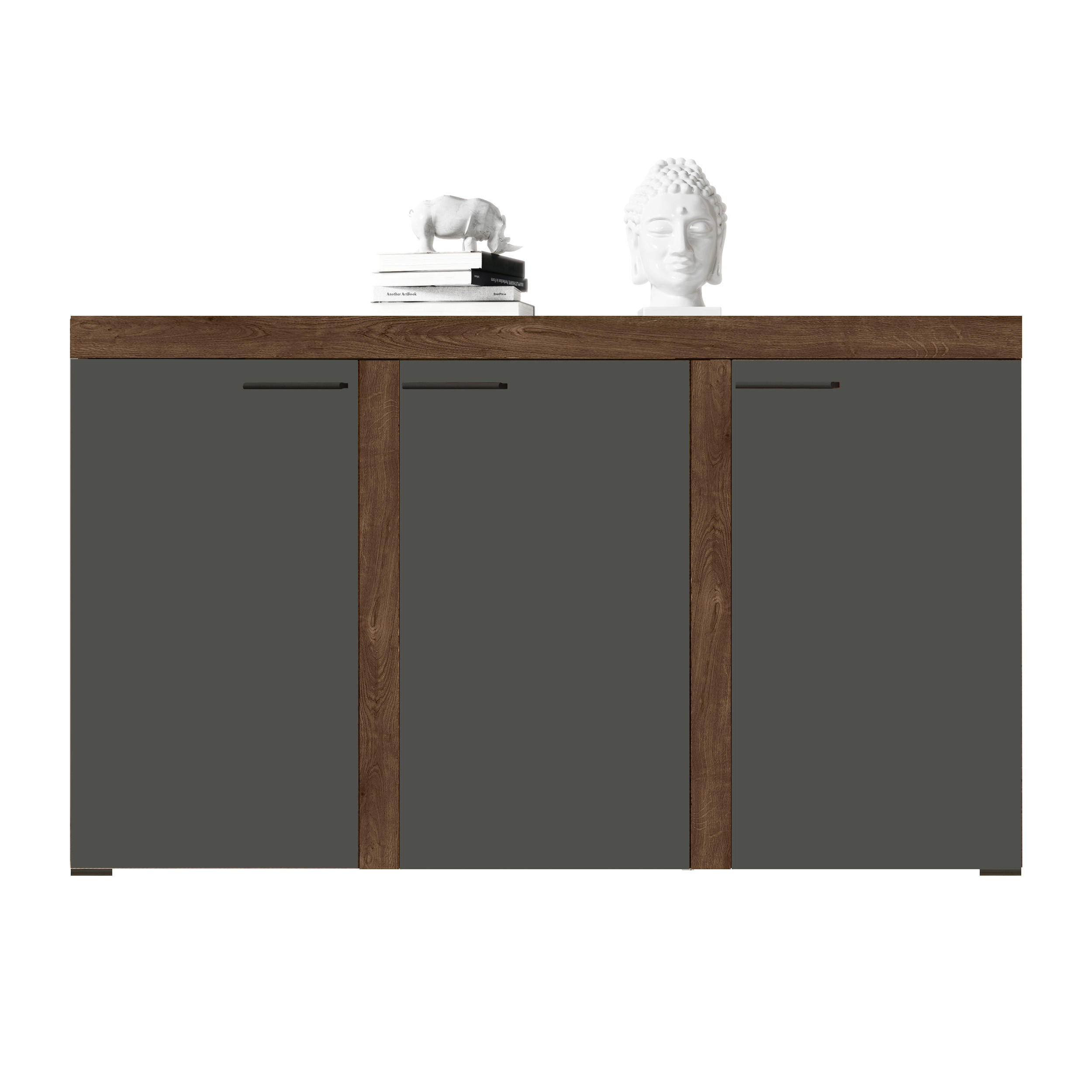 SIDEBOARD Spacoro 3D Lefkas, Graphit 148,8/82/40,3 cm – Wohnzimmer Kommode Modern - Braun/Grau, Holzwerkstoff/Kunststoff (149/82/40cm) - AX Living