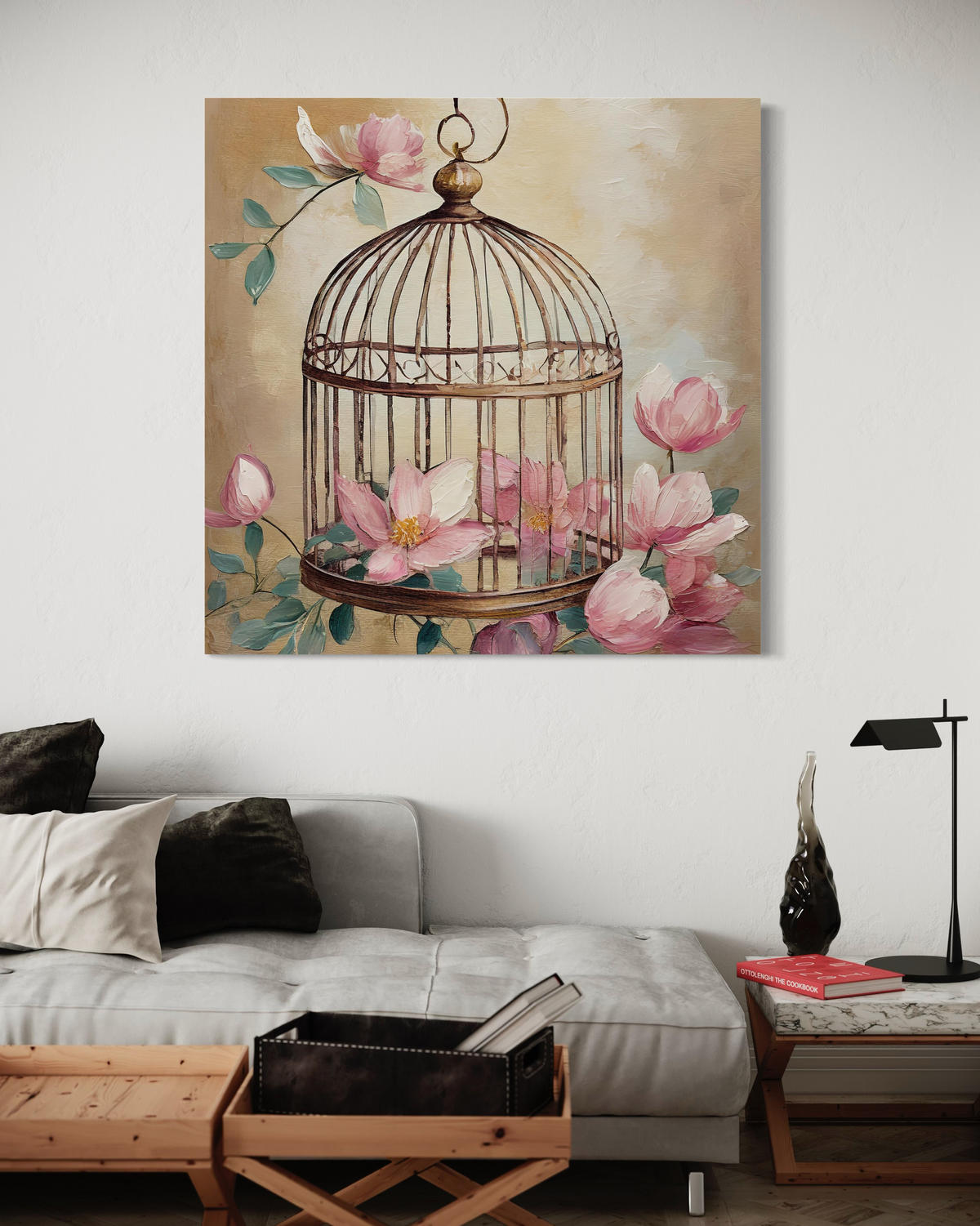 WANDBILD shabby chic blumen - Pink, Textil (30/30cm) - Feeby