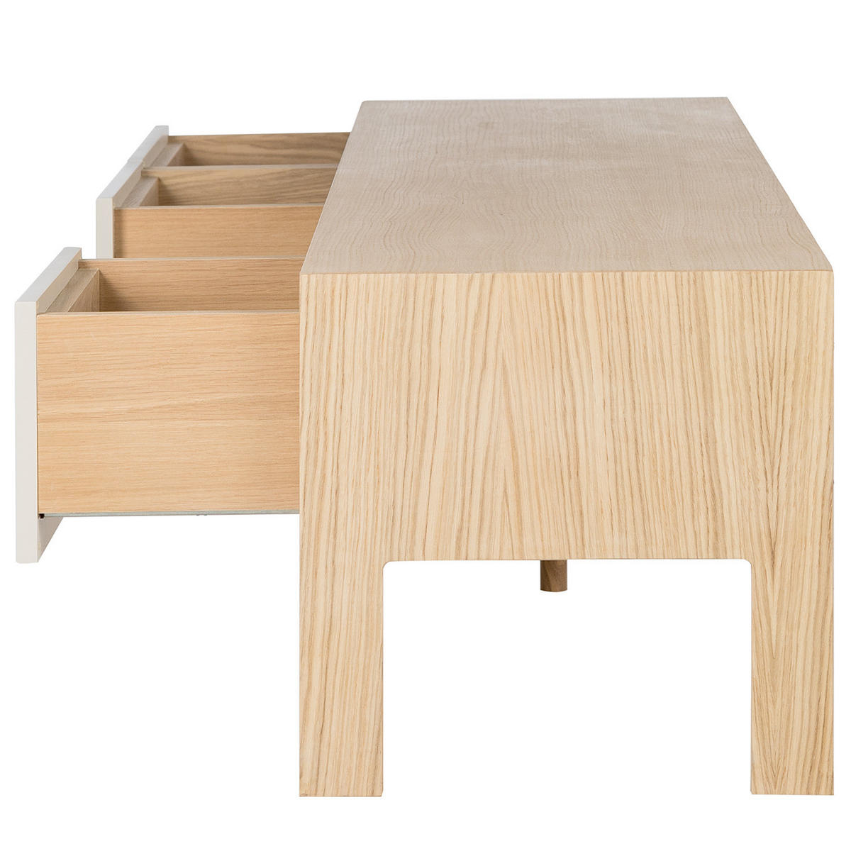 TV-LOWBOARD - Eiche teilmassiv, Mushroom Creme / Eiche Hell - Creme, Holzwerkstoff (185/44/45cm) - home24