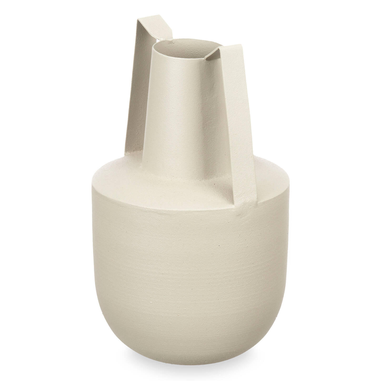 VASE Metall Pastellfarben mit Griffen 21 cm - Creme, Metall (21cm) - Giftdecor