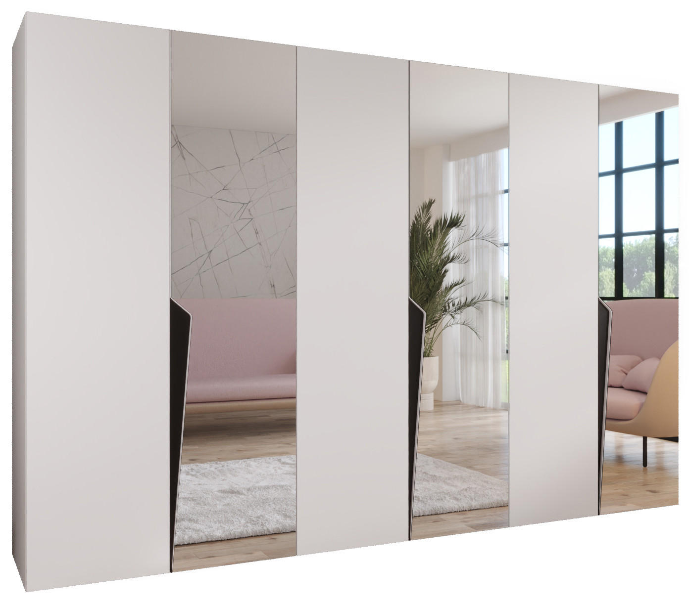 DREHTÜRENSCHRANK 202/300/52 6-türig - Schwarz/Weiß, Holz/Metall (300/202/52cm) - Abiks Möbel