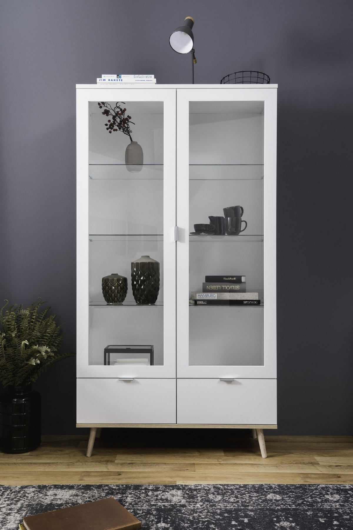 VITRINE Göteborg 40/100/186 cm - Weiß, Holzwerkstoff (100/186/40cm) - Finori GmbH