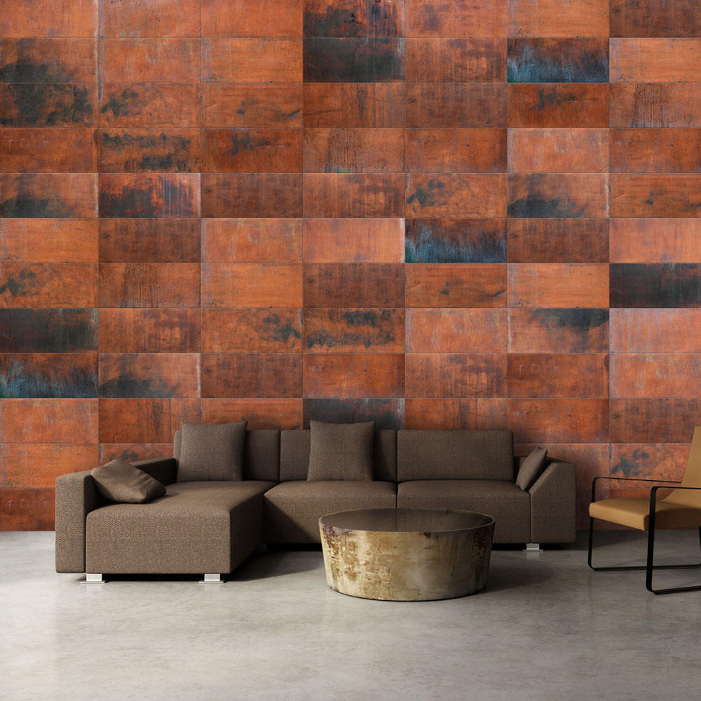 VLIESTAPETE Orange 350/245 cm - Orange/Grau, Textil (350/1cm) - KUNSTLOFT