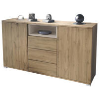 SIDEBOARD Skadu Sandgrau Hochglanz - Sandfarben, Holzwerkstoff (138.5/75.5/35cm) - Vladon