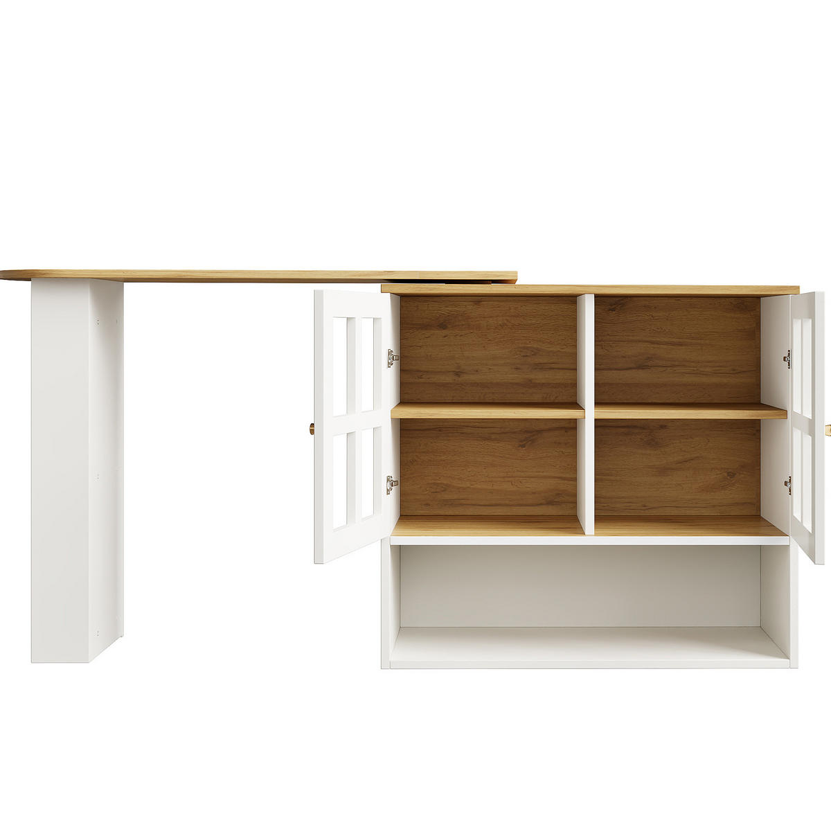 STEHTISCH 138-204x39x102.5cm Weiß mit verstellbaren Trennwänden & Drehfunktion - Weiß, Holzwerkstoff (204/102.5/39cm) - Modfu