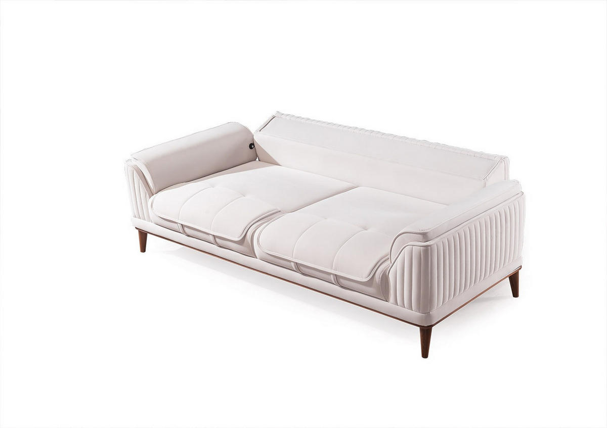 3 Sitzer SOFA Bond Samt Creme - Creme, Holz/Textil (230/85/100cm) - Villa Möbel