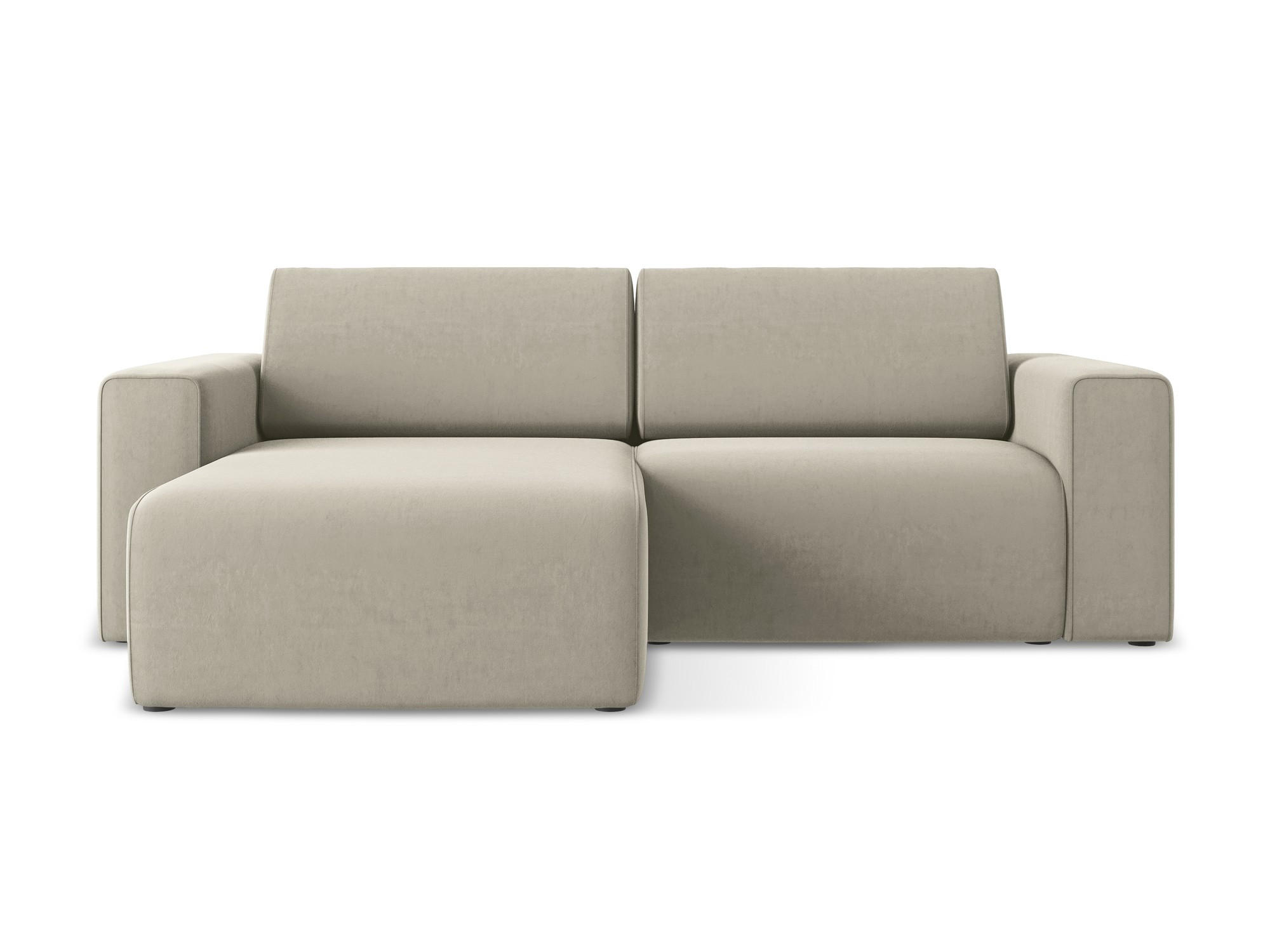ECKSOFA Links Samt Stoff Creme - Perlmutt/Lila, Kunststoff/Textil (167/224cm) - Makamii