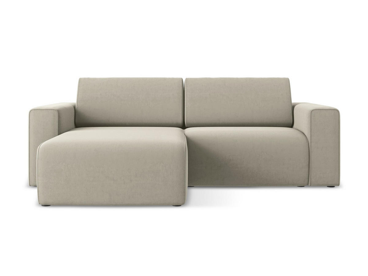 ECKSOFA Links Samt Stoff Creme - Perlmutt/Lila, Kunststoff/Textil (167/224cm) - Makamii