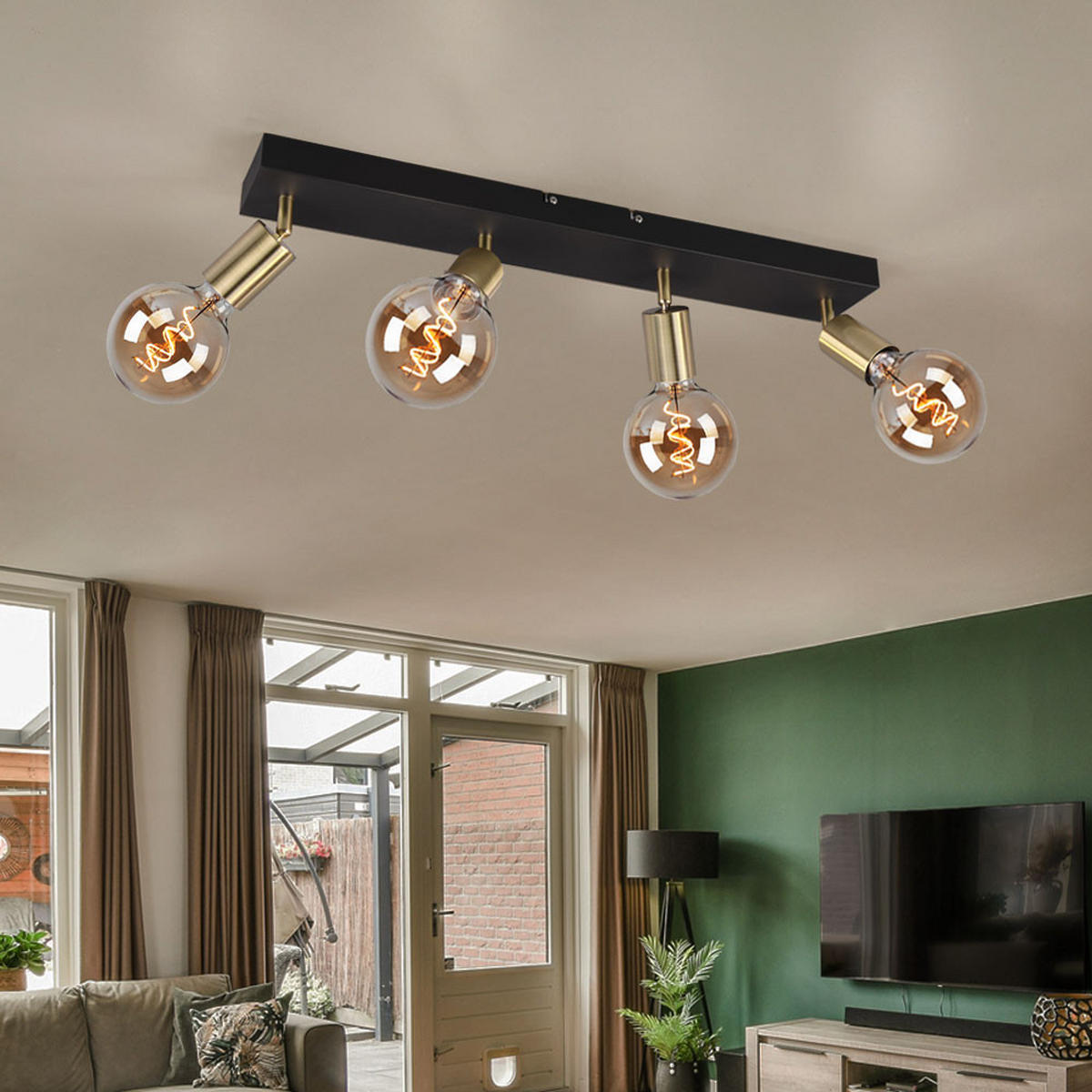 DECKENLEUCHTE Spotleiste Schwarz Gold Metall - Schwarz, Metall (60/9/12cm)