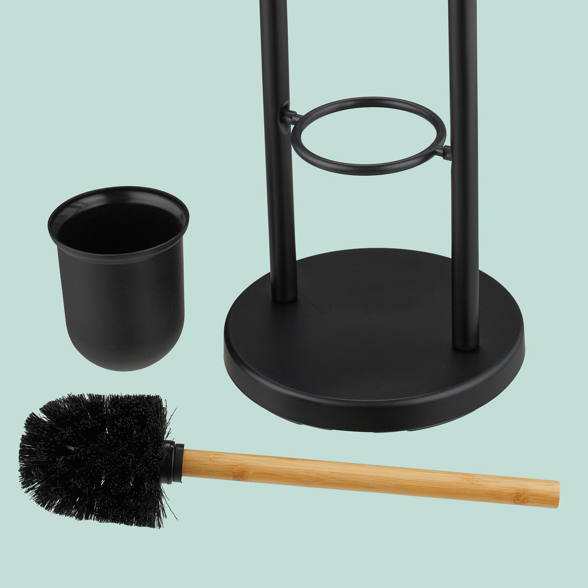 WC-GARNITUR - Schwarz, Holz/Kunststoff (21.5/79/21.5cm) - Relaxdays