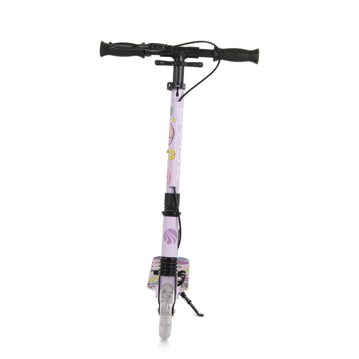 KINDERROLLER Snazzy lila LED-Räder, Frontstoßdämpfer, Seitenständer, Hinterradbremse, faltbar - Violett, Metall (89/40/74cm)