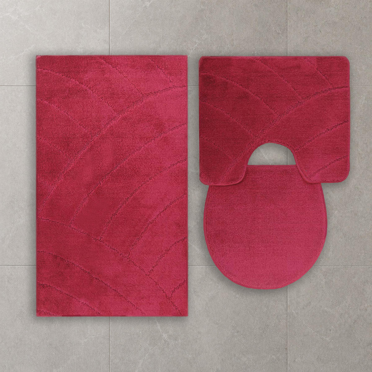 BADEMATTE Set 3 tlg BURGUND - Bordeaux, Textil (60/100cm) - ROLFNERS