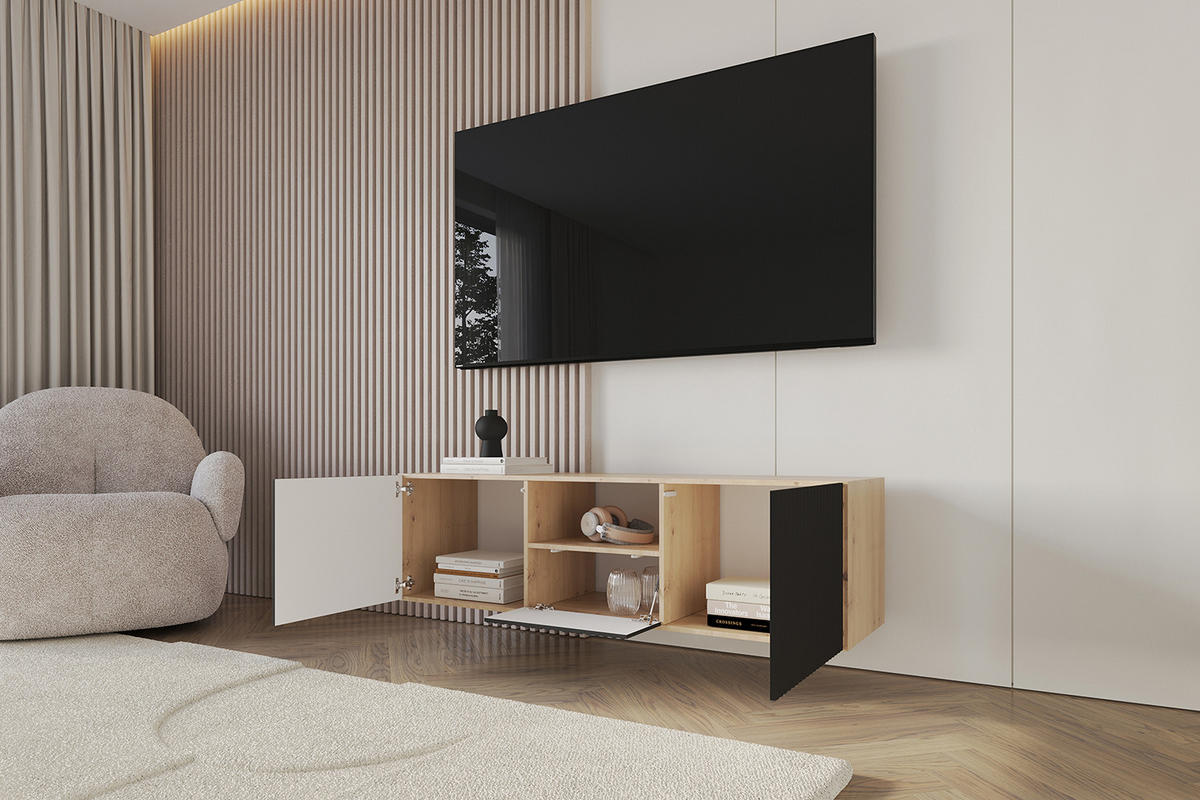 LOWBOARD NOA-2-W 140x40x41 cm - Artisan / Schwarz - Schwarz, Holzwerkstoff (140/40/41cm) - ALTDECOR