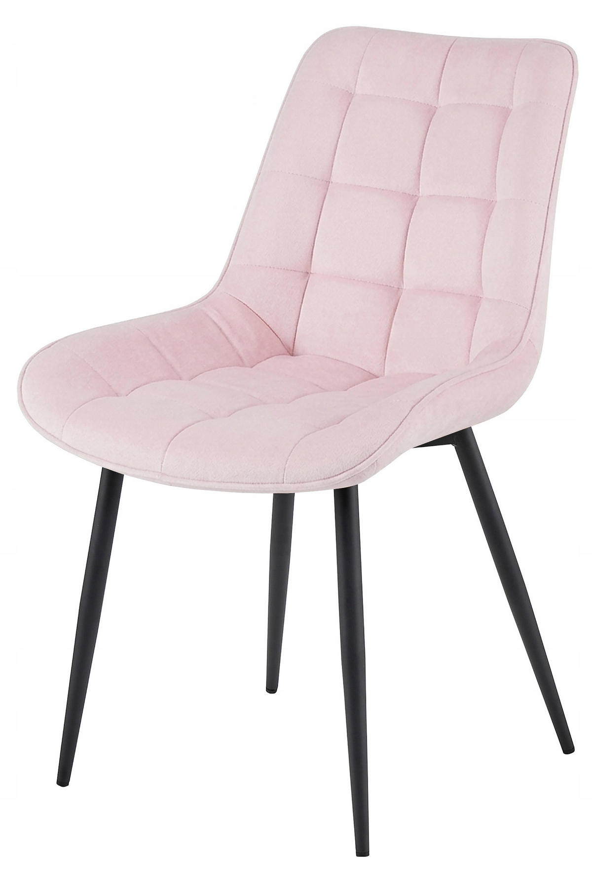 STUHL Hellrosa 54x60 cm BERA Samtbezug - Schwarz, Kunststoff (54/52/60cm)