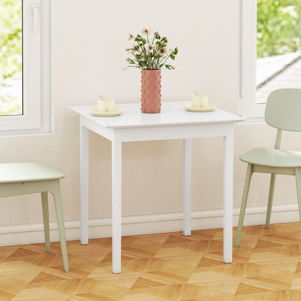 ESSTISCH 75/75/76 cm weiß platzsparend für 2 Personen aus Kiefernholz - Weiß, Holz (75/75/76cm) - OKWISH