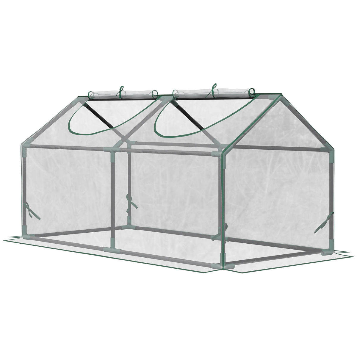 GEWÄCHSHAUS DE-11936 mit 2 Rollfenstern & PVC-Bache Transparent - Transparent, Kunststoff (60/60/120cm) - ComfortXL