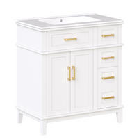 WASCHBECKENUNTERSCHRANK mit Keramikbecken 76 x 46,5 x 86 cm Weiß - Weiß, Metall (46.5/86/76cm) - Beauniv