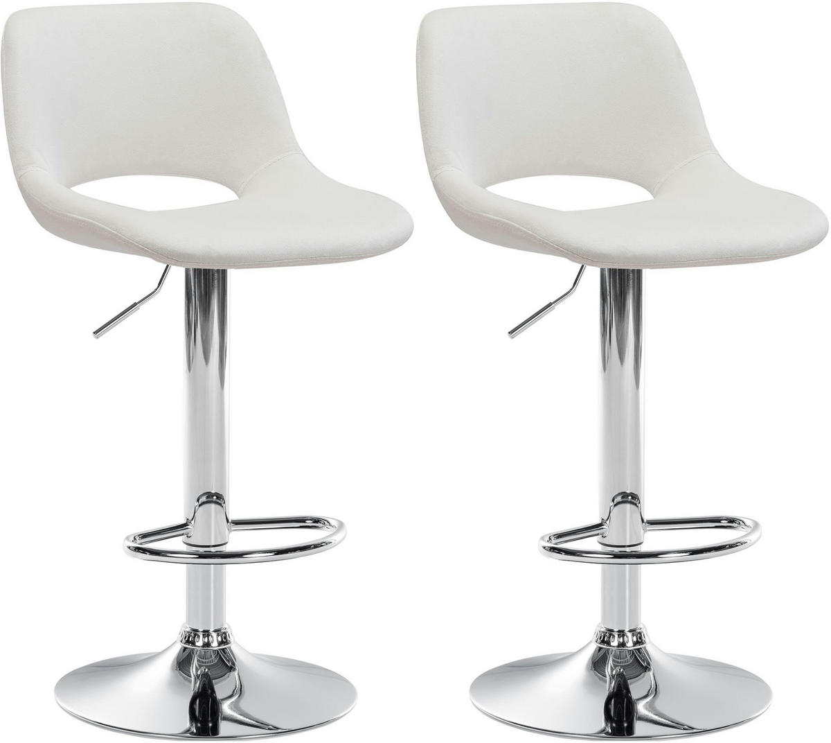 BARHOCKER 2er Set Samt creme - Chromfarben/Creme, Textil/Metall (42/86/46cm) - CLP