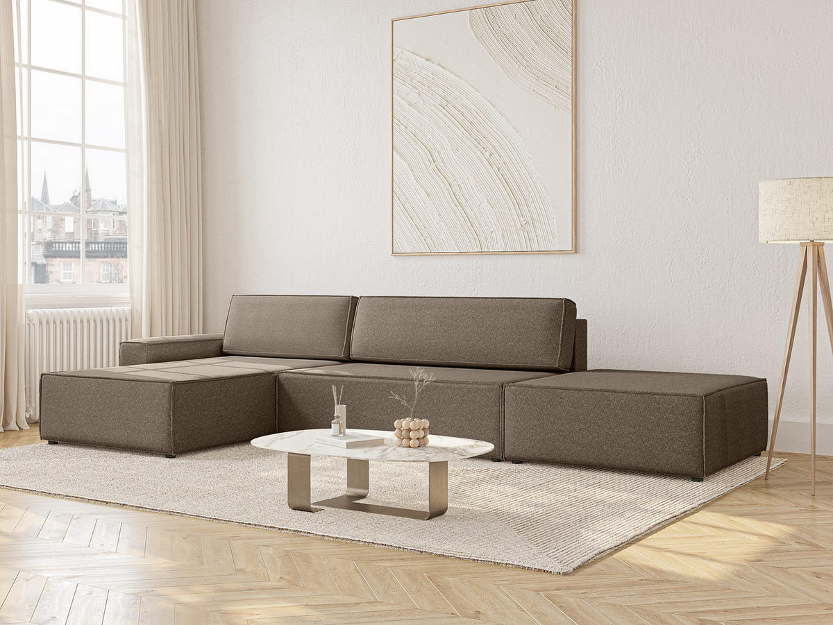 ECKSOFA Lummo La mit Schlaffunktion, Braun - Braun, Textil (363/185cm) - Fedve