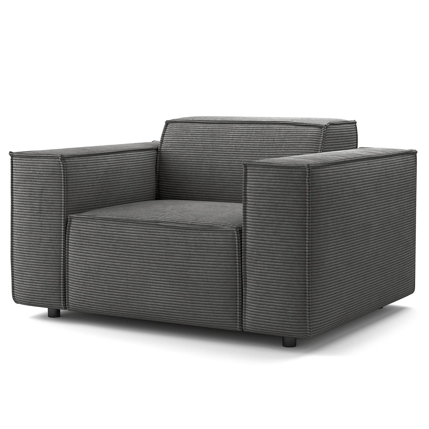 SESSEL - Anthrazit/Schwarz, Kunststoff/Textil (120/70/96cm) - home24