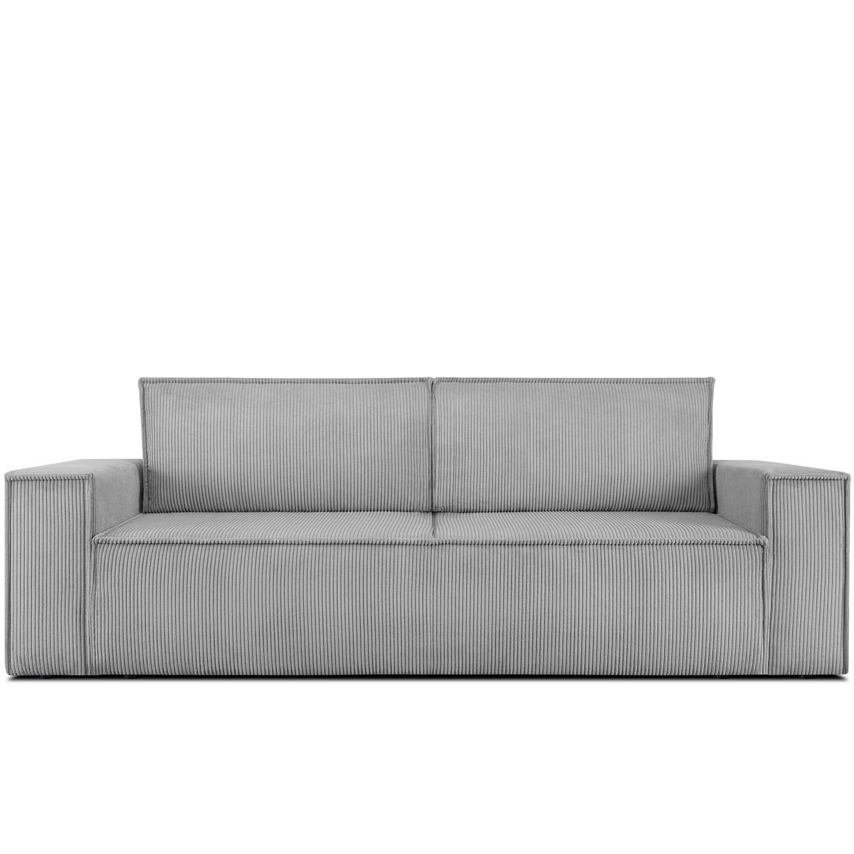3-SITZER-SCHLAFSOFA NAPI in Pet Friendly Cord-Stoff, hellgrau - Hellgrau/Schwarz, Textil (244/89/101cm) - KONSIMO®