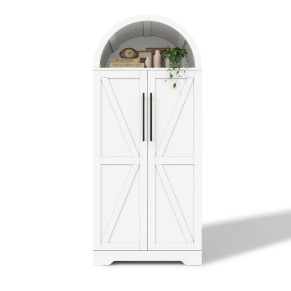 KÜCHENSCHRANK weiß aus MDF mit markantem Bogendesign im Landhausstil 70 × 40 × 165 cm - Weiß, Holzwerkstoff (70/165/40cm) - Luhomfu