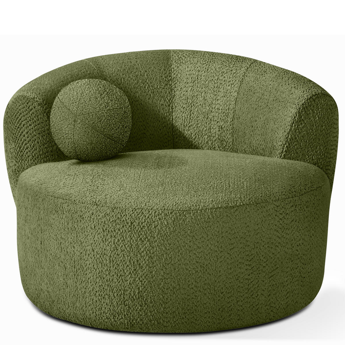DREHSESSEL VIRA, Oliv, Chenille - Schwarz/Olivgrün, Holz/Holzwerkstoff (105/76/100cm) - KONSIMO®