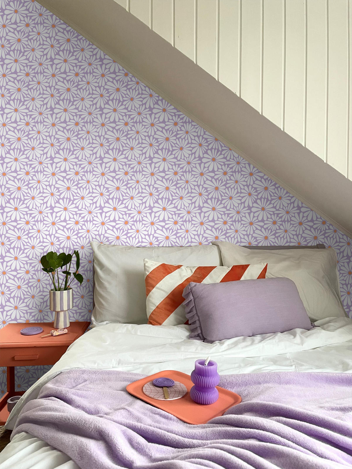 TAPETE Gänseblümchen 53 cm x 10.05 m - Lila, Papier (53/1000cm) - ESTAhome