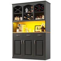 BUFFET DE-38380 120/40/180 cm mit LED-Beleuchtung und 3 Türen Schwarz - Schwarz, Holzwerkstoff (120/180/40cm) - ComfortXL