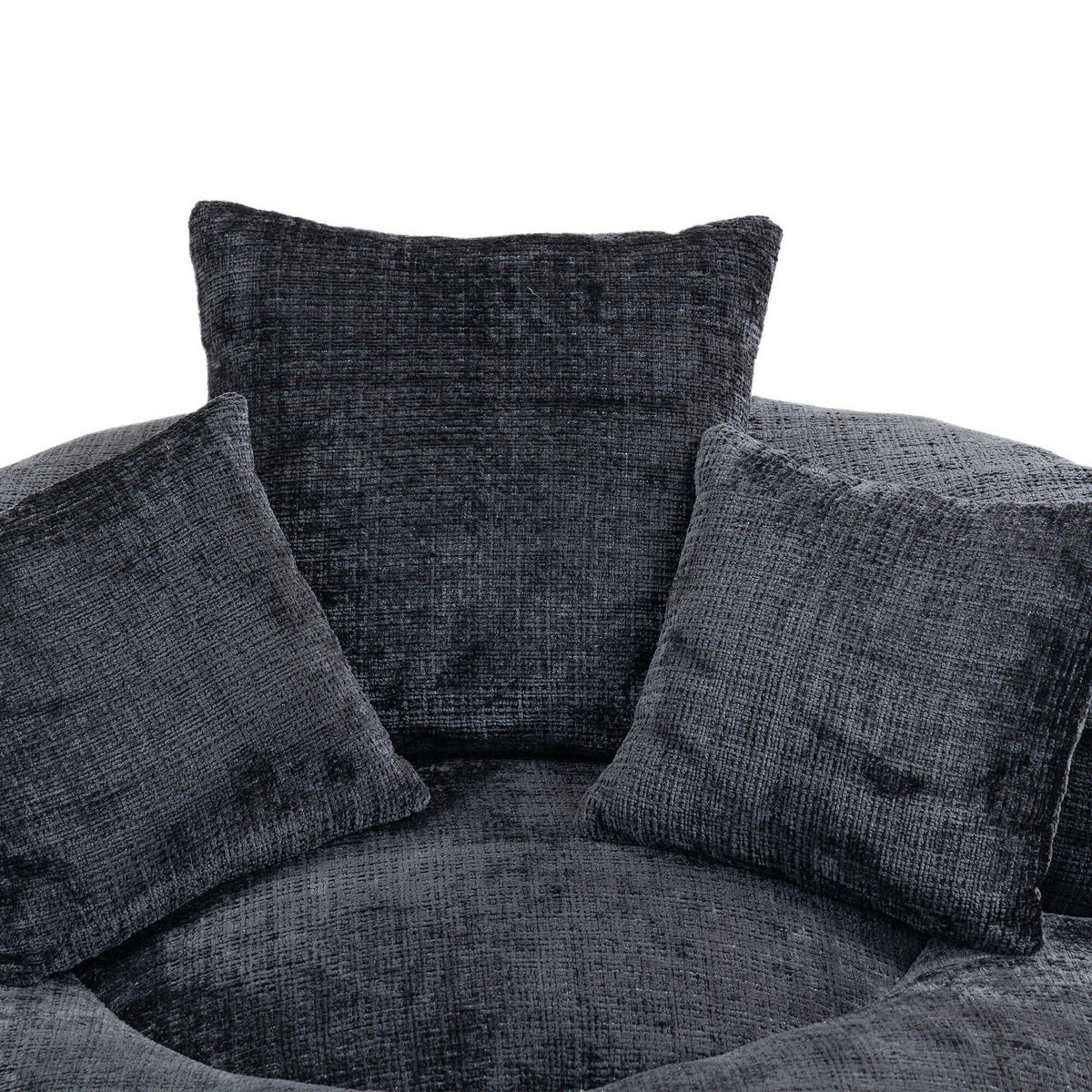 SITZSACK Chenille, Sofa mit 3 extra Kopfkissen,Chenille,Schwarz - Schwarz, Textil (108/52/108cm) - LVHOM
