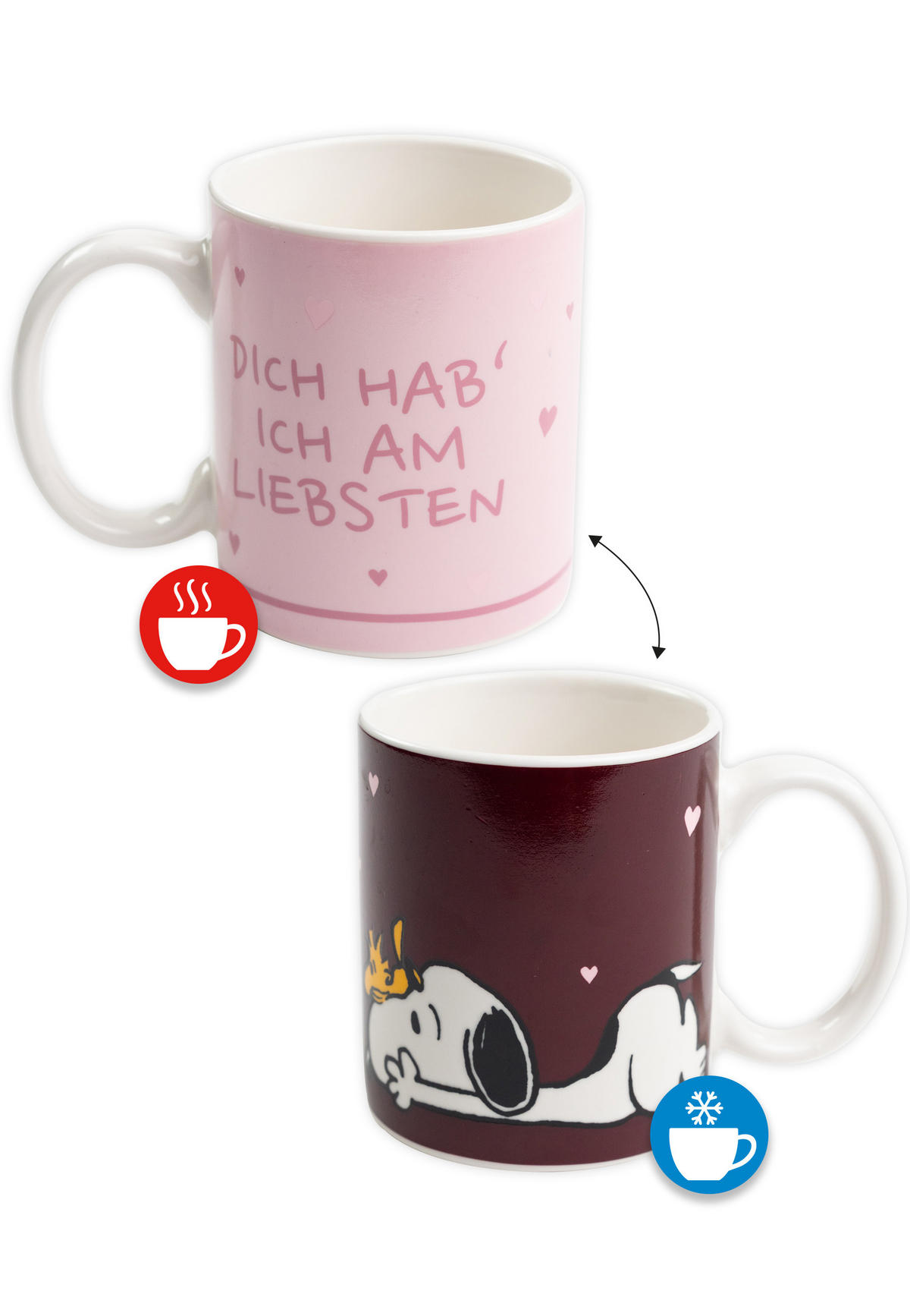 KAFFEEBECHER The Peanuts Snoopy Dich hab ich am liebsten Mehrfarbig 320 ml - Multicolor, Keramik (0.32L) - United Labels