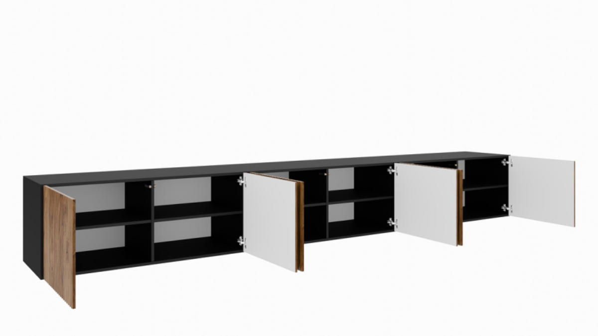 TV-LOWBOARD Schwarz Katania Eiche Geschlossen 300 cm - Braun, Holzwerkstoff (300/41/40cm) - Sepro Meble