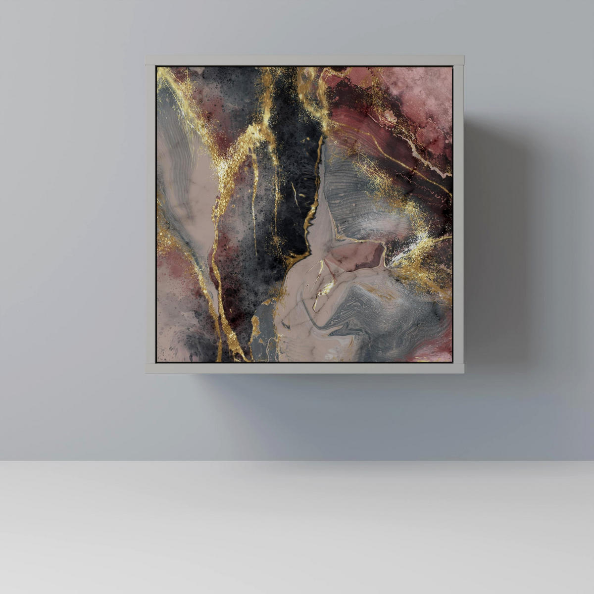 SIDEBOARD GOLDEN TIDES, Grau, 57,5x42x57,5 cm, Ohne Füße - Multicolor/Grau, Holzwerkstoff (57.5/57.5/42cm) - SpaceRebels
