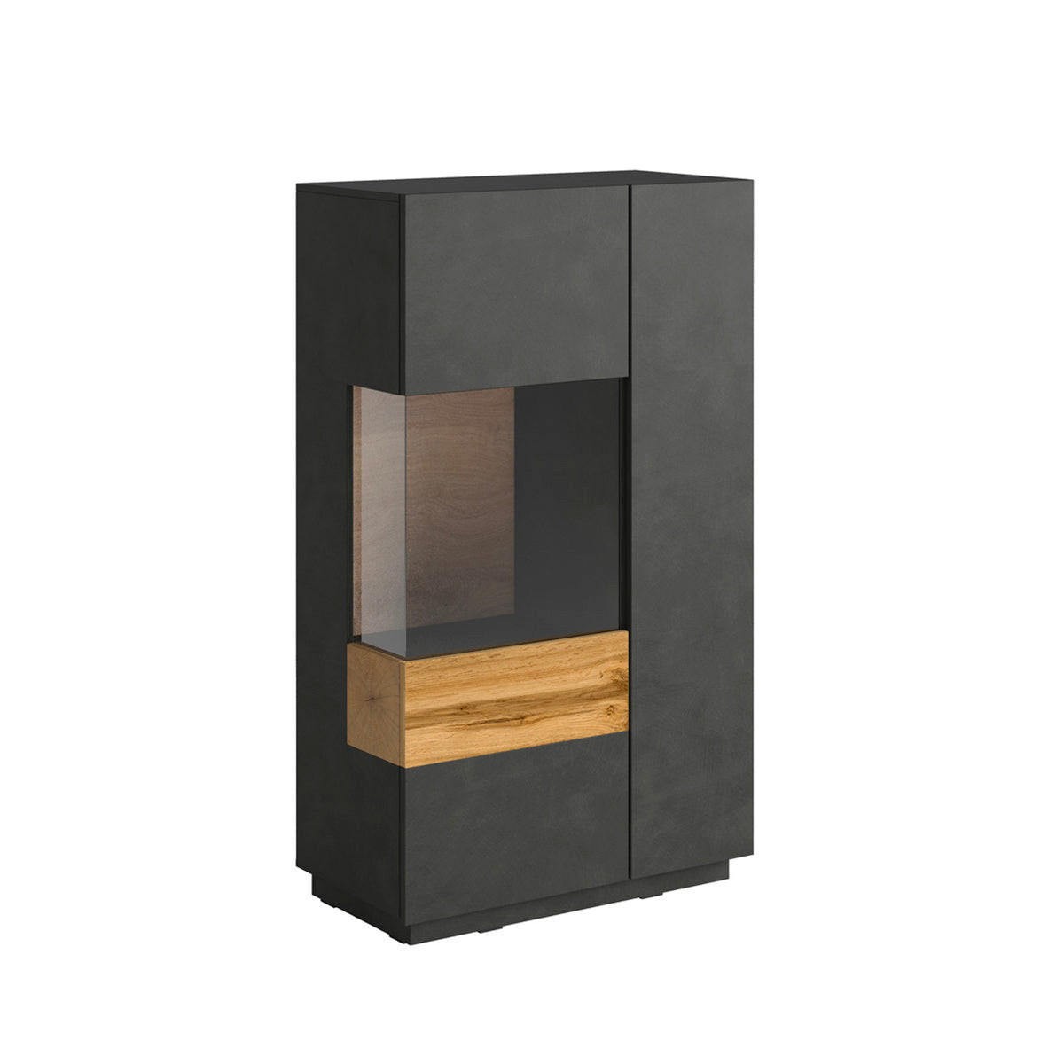 GESCHIRRSCHRANK Andrea Anthrazitgrau und Holz - Grau, Holzwerkstoff (80/139/40cm) - Petits-meubles