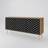 SIDEBOARD TESSELATED BLACKNESS, Eicheneffekt, 164,5x42x77,5 cm, 3 Türen - Eichefarben/Buchefarben, Holzwerkstoff/Buchenholz (164.5/77.5/42cm) - SpaceRebels