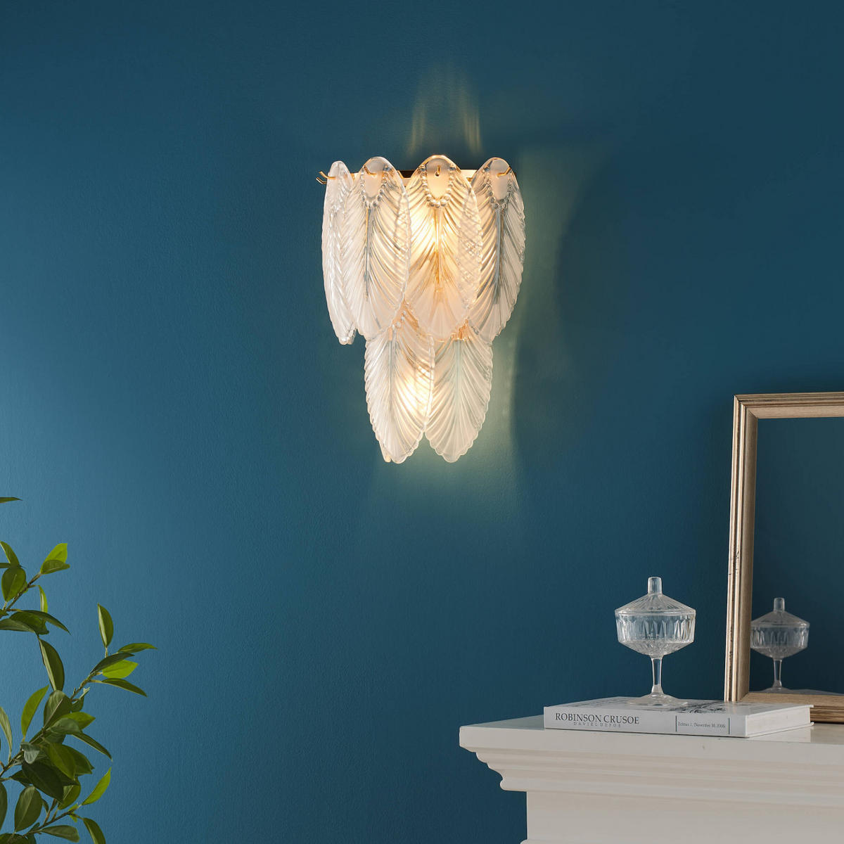 WANDLEUCHTE Julia, Transparent und goldfarben, 34cm - Transparent, Glas (26/34/16cm) - KOSILUM