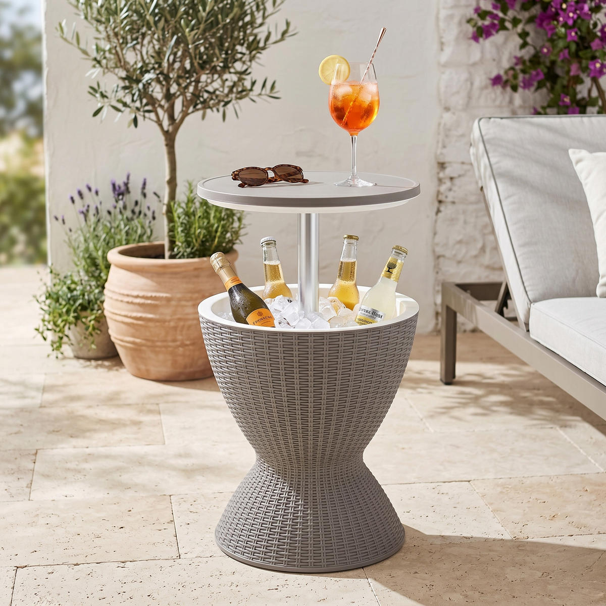 KÜHLTISCH Atessa - Hellbraun, Kunststoff/Metall (48.5/48.5/58cm) - casa.pro