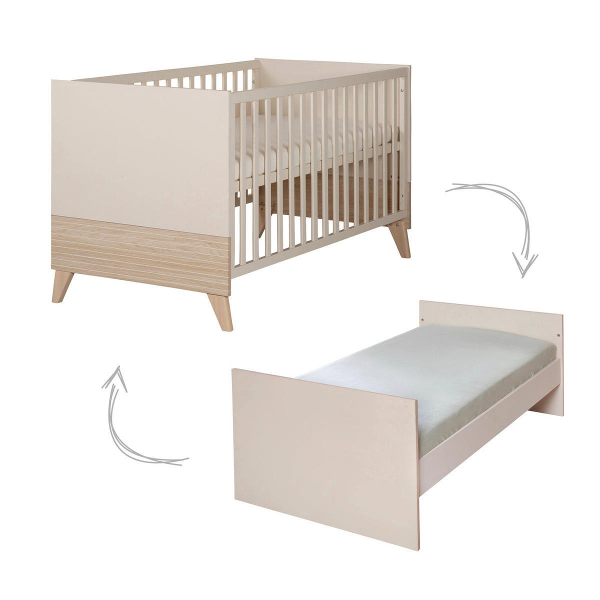BABYZIMMER-SET Sidney 3-teilig - Kaschmir/Eichefarben, Holz/Holzwerkstoff (118/190/52cm) - Roba