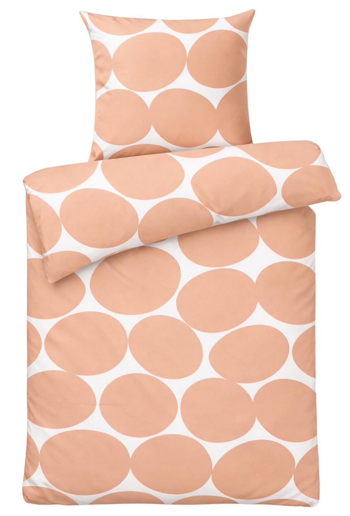 BETTWÄSCHE Mako Perkal 135x200 cm aus 100% Baumwolle mit Reißverschluss, Bettbezug gepunktet 135 x 200 - Orange - Orange, Textil (135/200cm) - Carpe Sonno