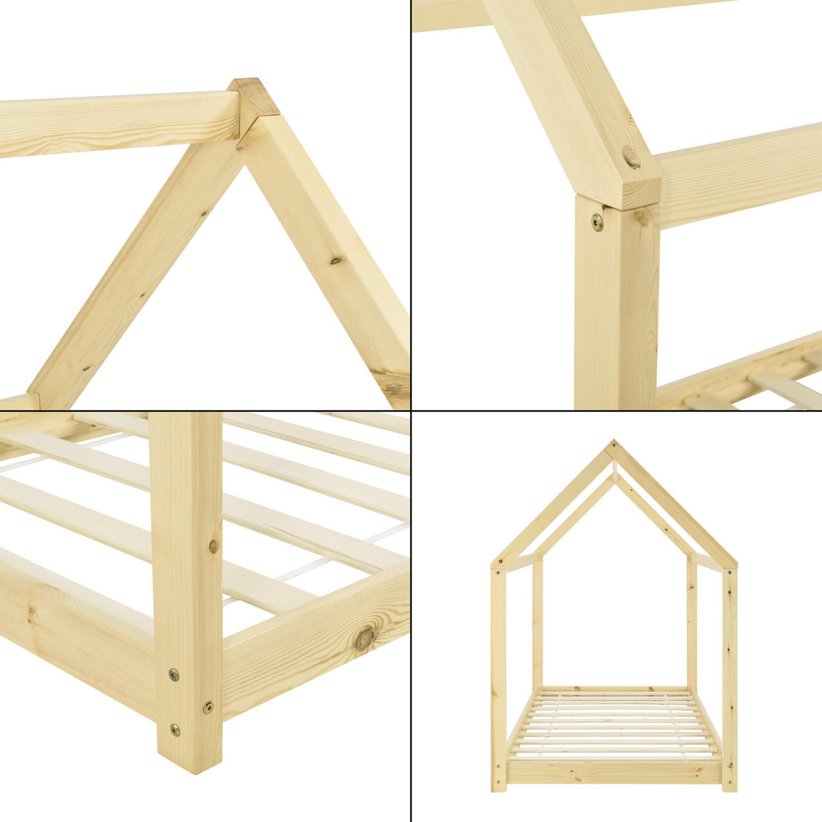 HAUSBETT Netstal - Naturfarben, Holz (70/140cm) - [en.casa]