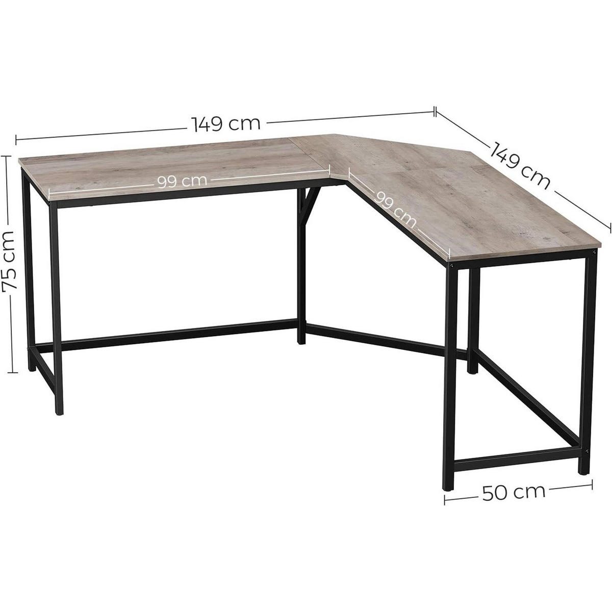 ECKSCHREIBTISCH TORONTO - Schwarz, Holzwerkstoff (149/149/75cm) - Hansiro